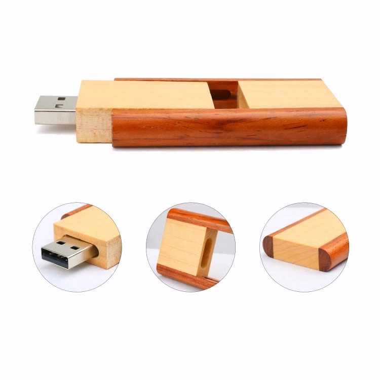 2 GB swivel wood usb drive
