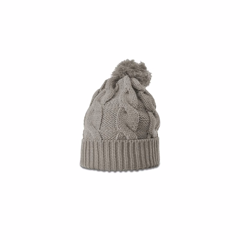  Chunk Twist Knit Beanie with Cuff & Pom