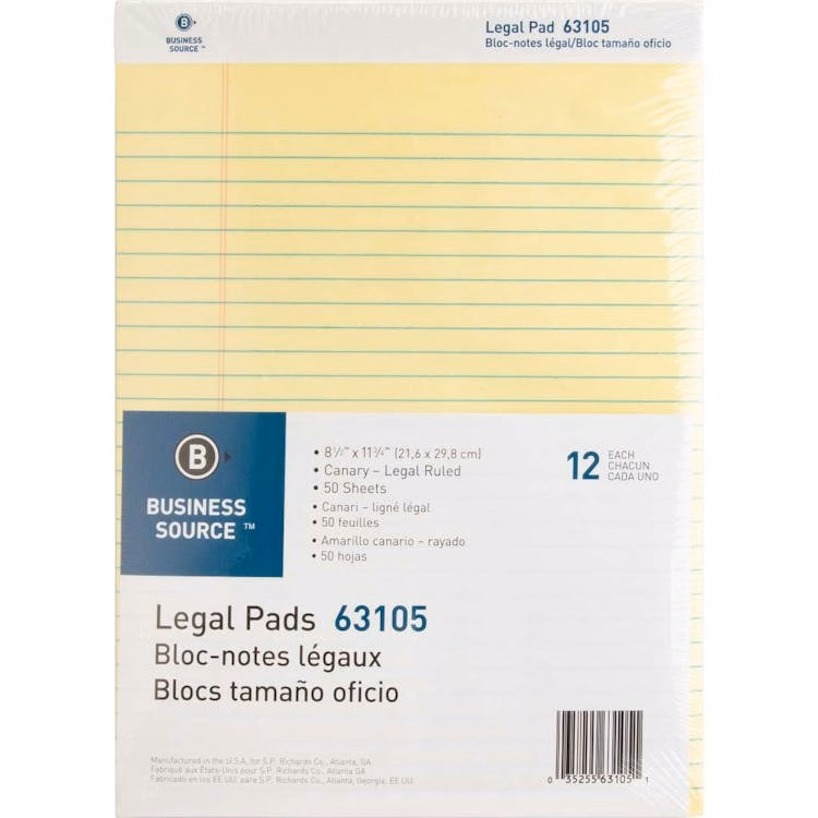 Legal Pads - Canary 12 Pack
