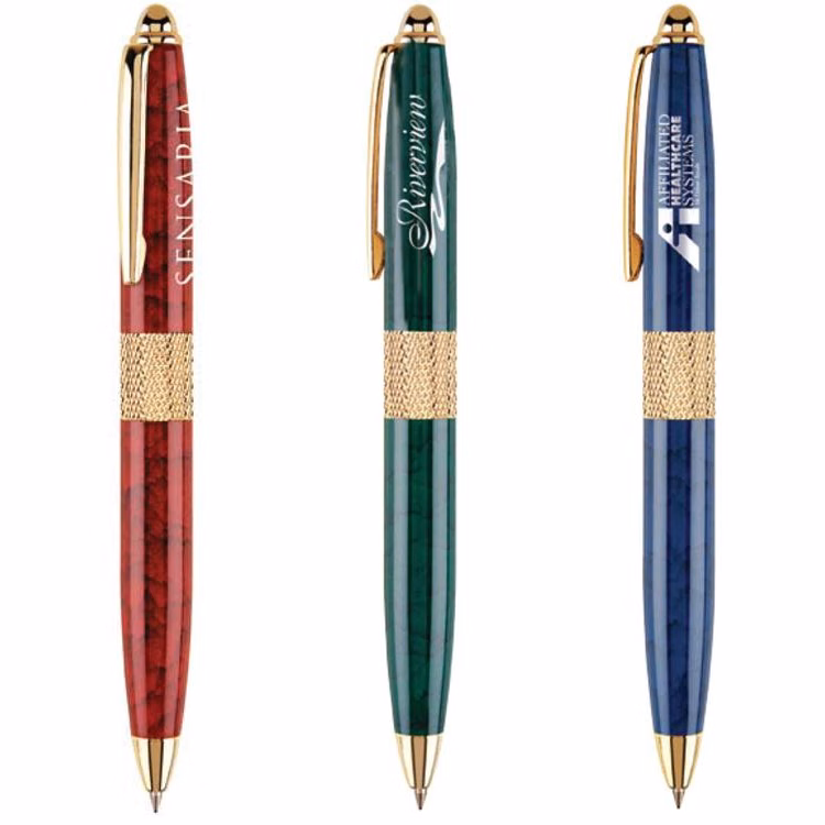 Marble Colored Ballpoint Twist Brass Pen
