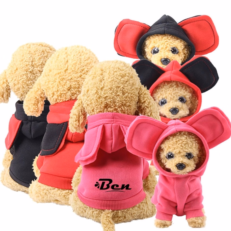 Letters Winter Pet Dog Hoodies Cotton Warm Clothes