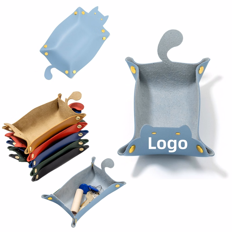 Foldable PU Leather Storage Tray