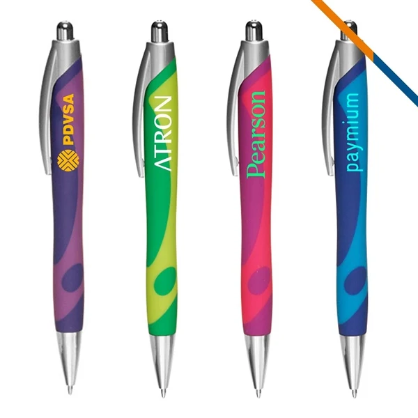 Custom Click Action Ballpoint Pen with Chrome Accents — Ergonomic Grooved 1