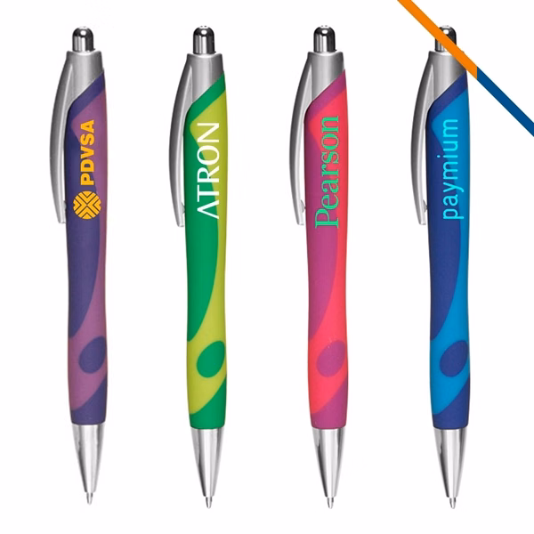 Custom Click Action Ballpoint Pen with Chrome Accents — Ergonomic Grooved