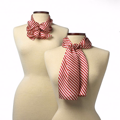 Red Saville Stripe Polyester Scarf - 8"x45"