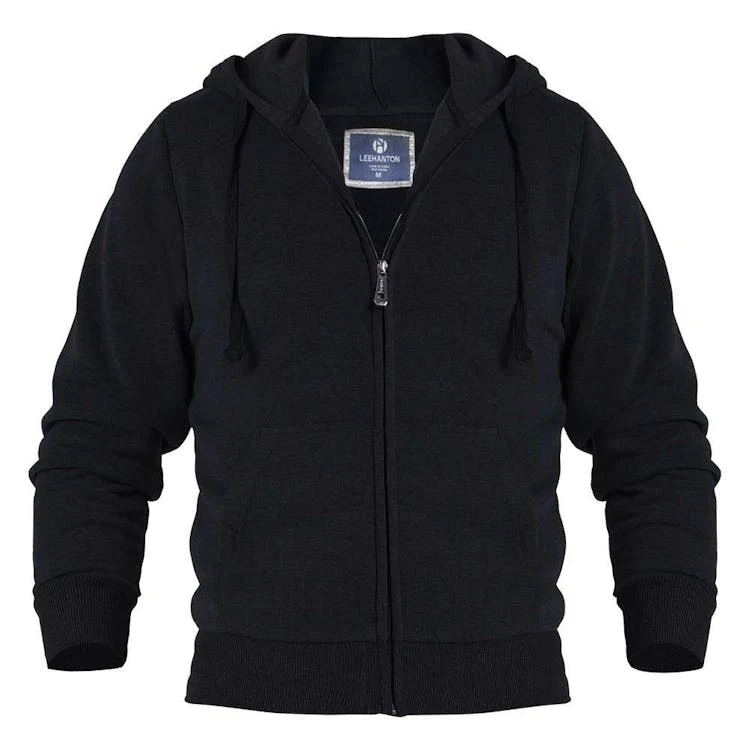 Men's Fleece Full Zip Hoodies - Size XLarge Black 1