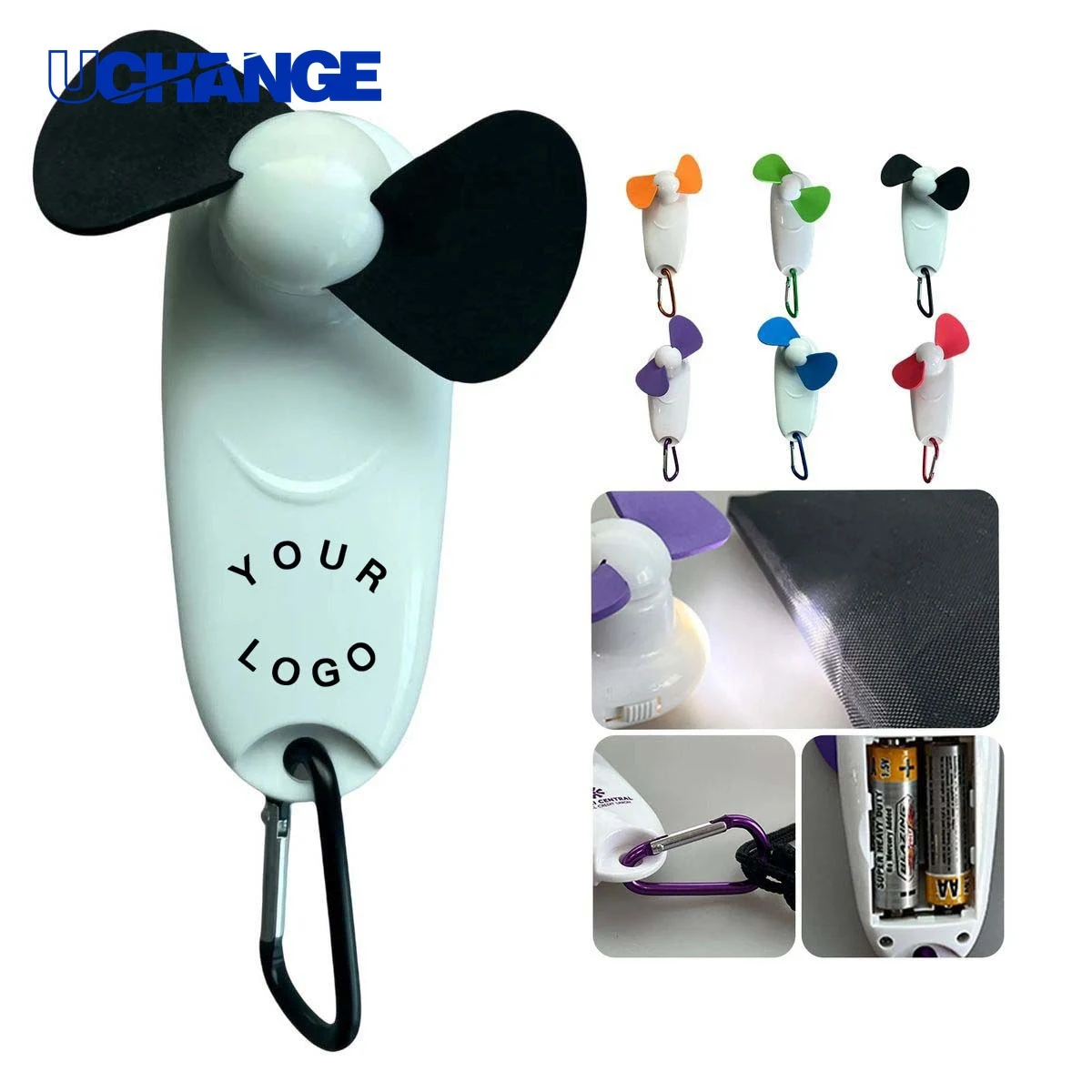 Mini Portable Fan Tool with LED Flashlight and Hook 1