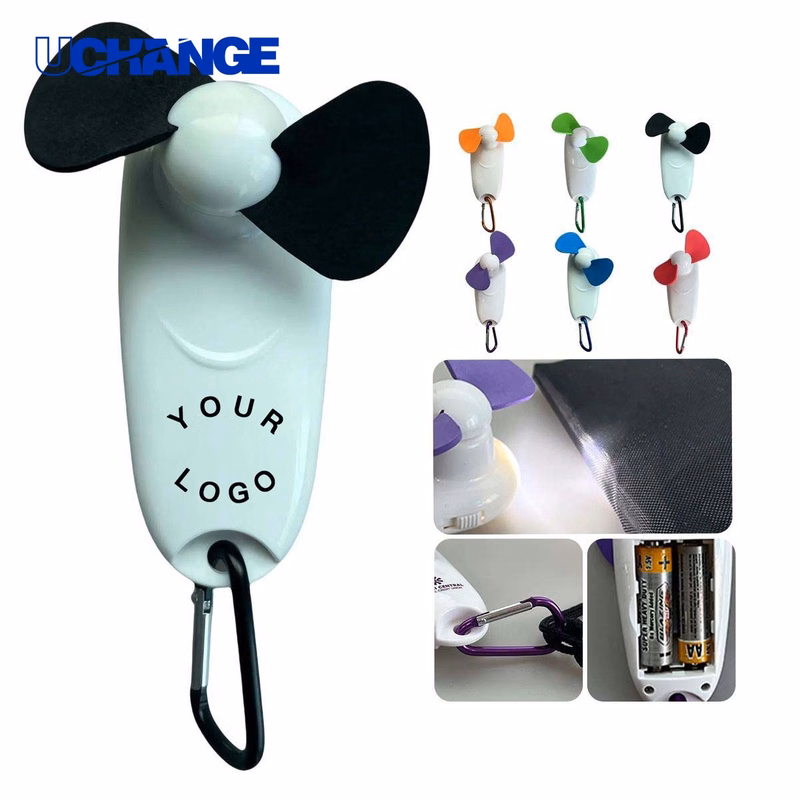 Mini Portable Fan Tool with LED Flashlight and Hook