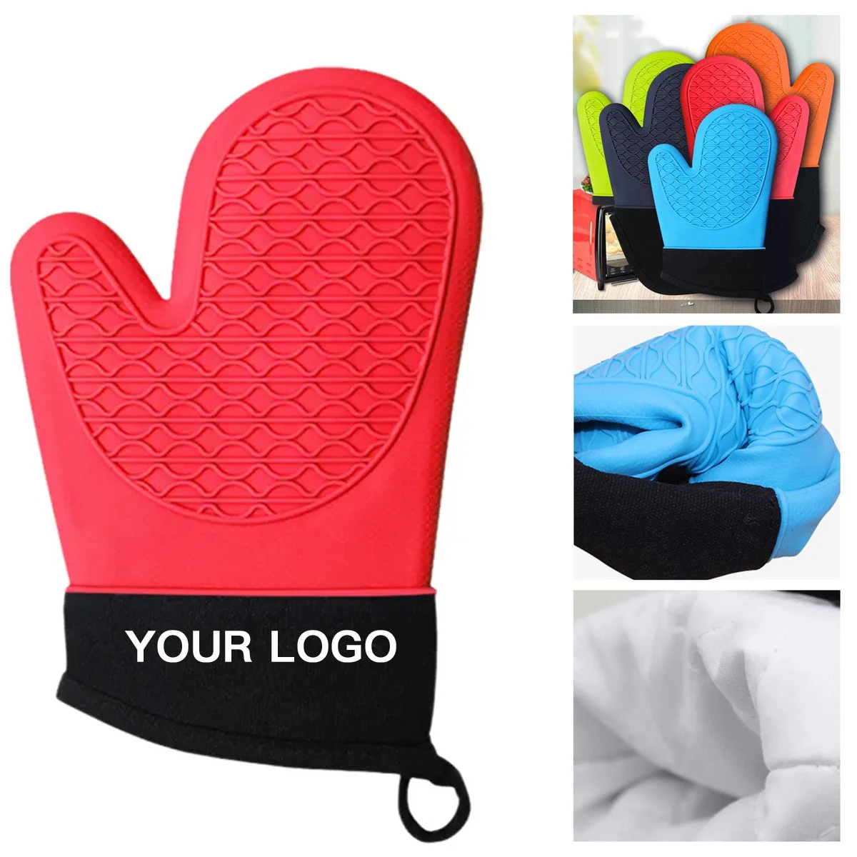 Heat Resistant Silicone Oven Mitts With Cotton Lining 1