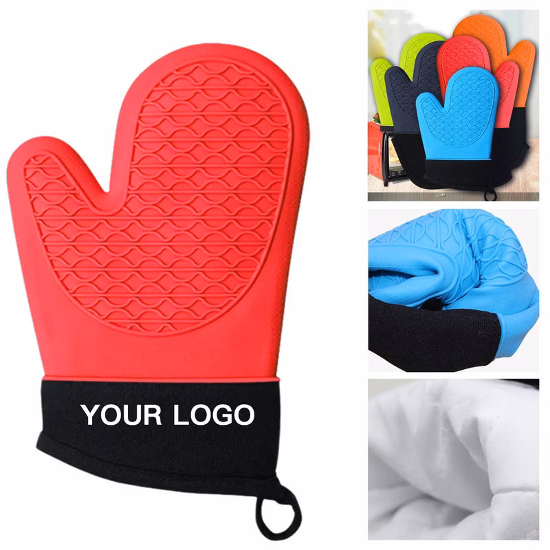 Heat Resistant Silicone Oven Mitts With Cotton Lining