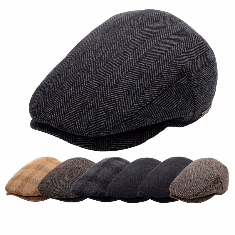 Men's Flat Caps Ivy Newsboy Hat Cabbie Hunting Cap w/Hidden Ear Flaps