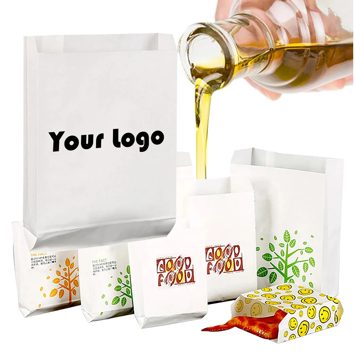 Food Oil proof Wet Wax Paper Bags 1