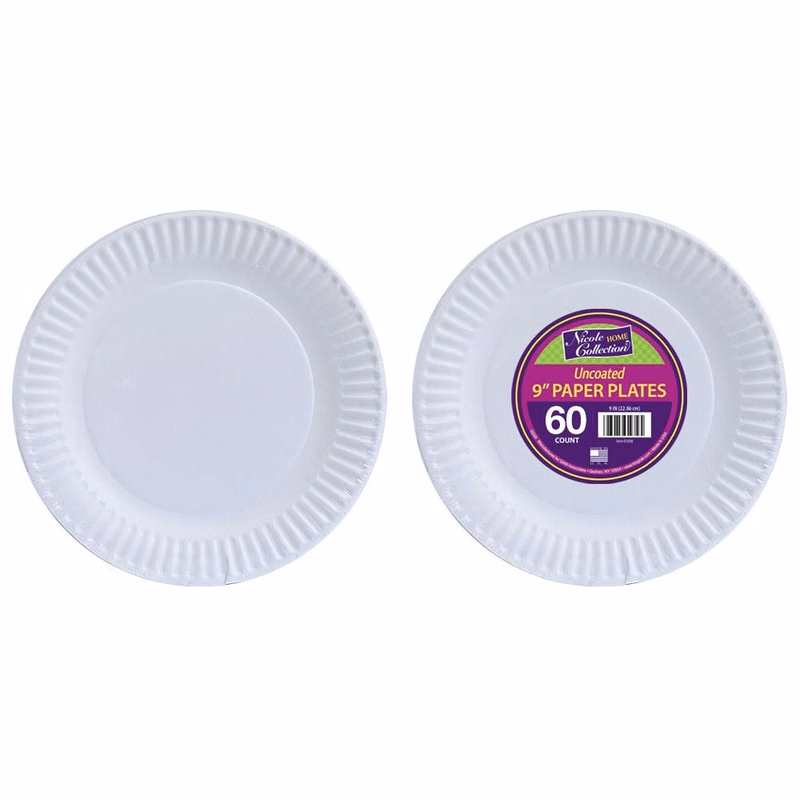 Paper Plates - White 9 Inch 60 Pack
