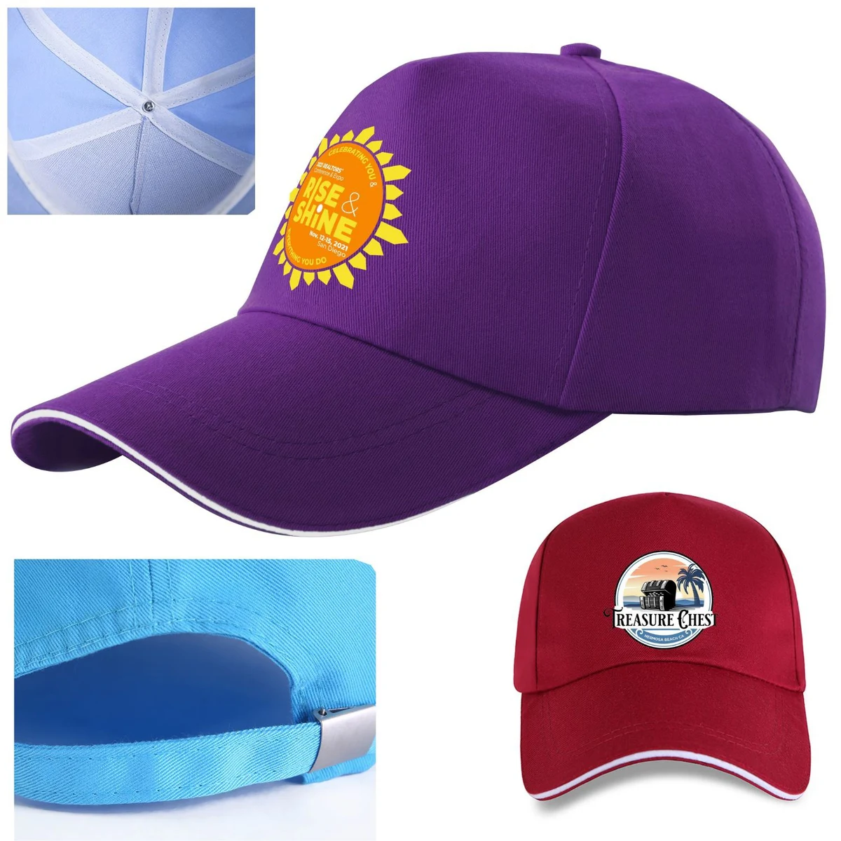 Structured 5-Panel Sandwich Bill Cap w/ Metal Tuck in Buckle 1