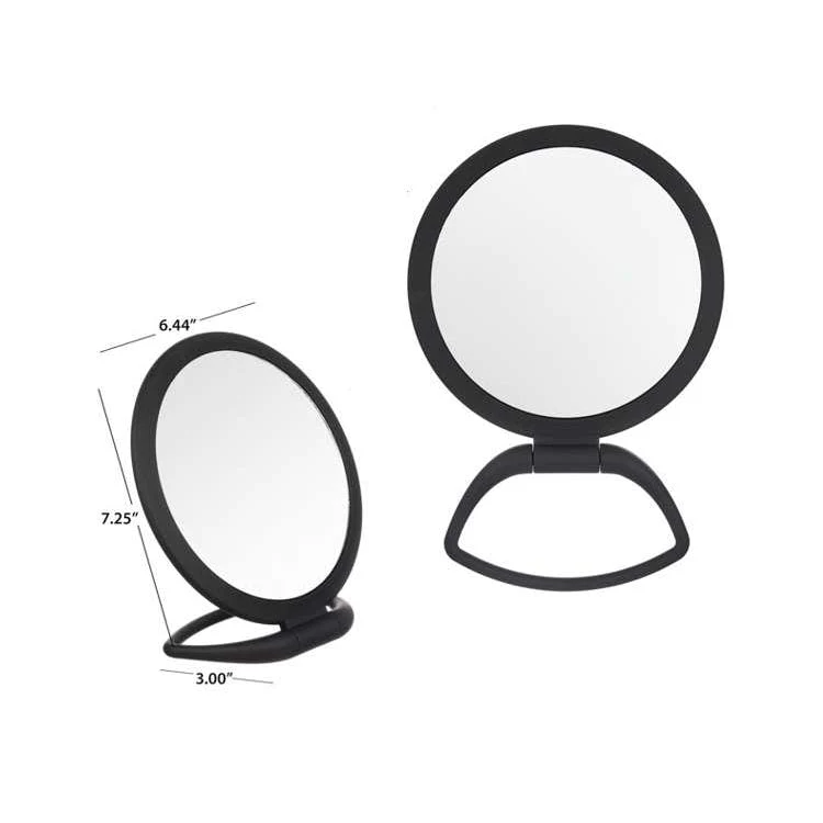 Flat Front Rounded Mirrors with Stand - Black 1