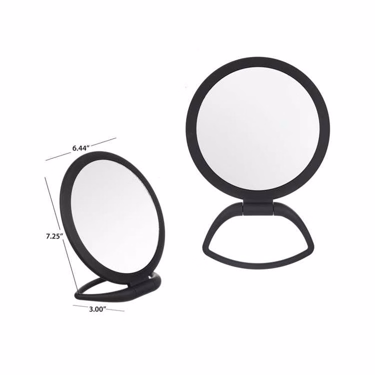 Flat Front Rounded Mirrors with Stand - Black