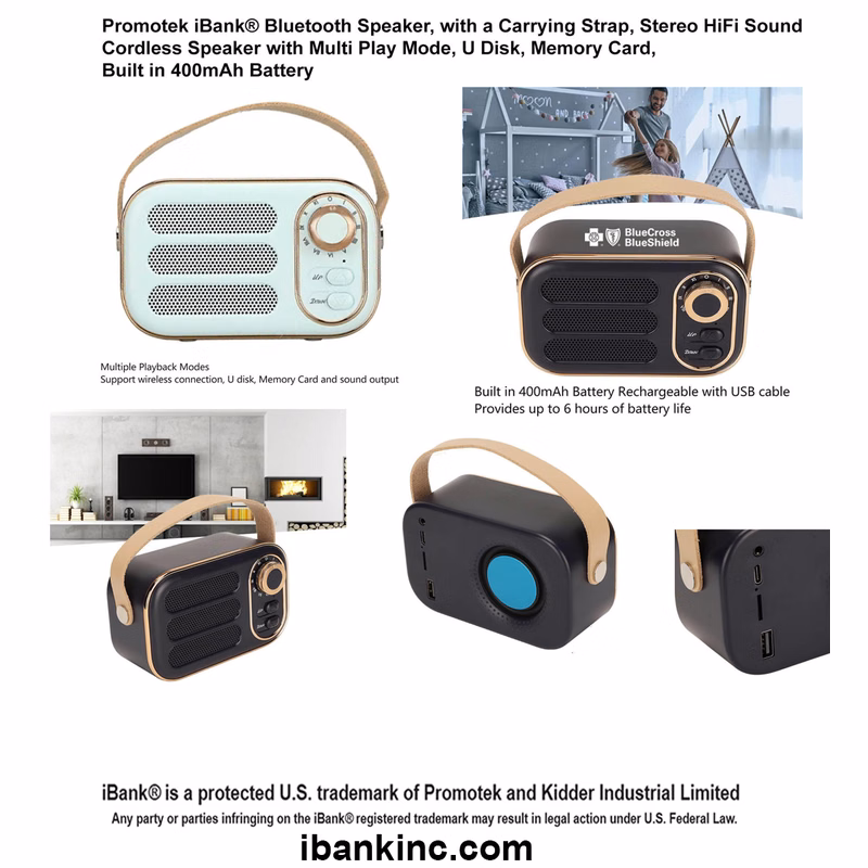 iBank ® Retro Vintage Mini Bluetooth Speaker with Carrying Strap