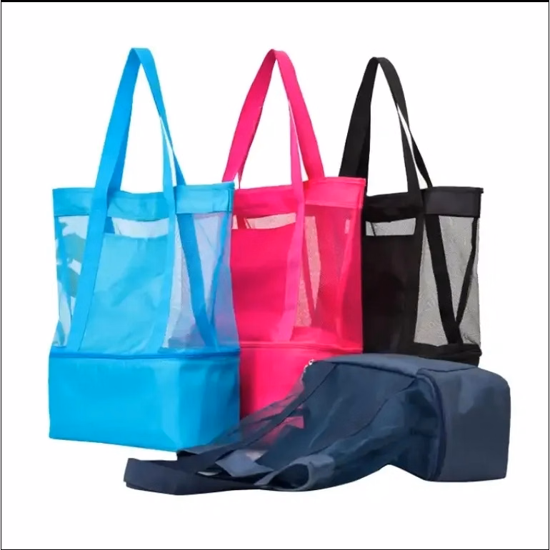 2 Layers Cooler Mesh Beach Shopping Tote Bag