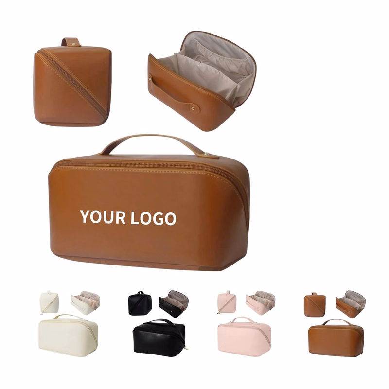Durable PU Cosmetic Bag with Multiple Storage Sections
