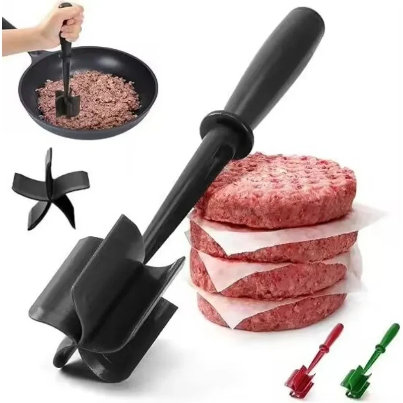Ground Meat Masher Tool with Curved Blades 1