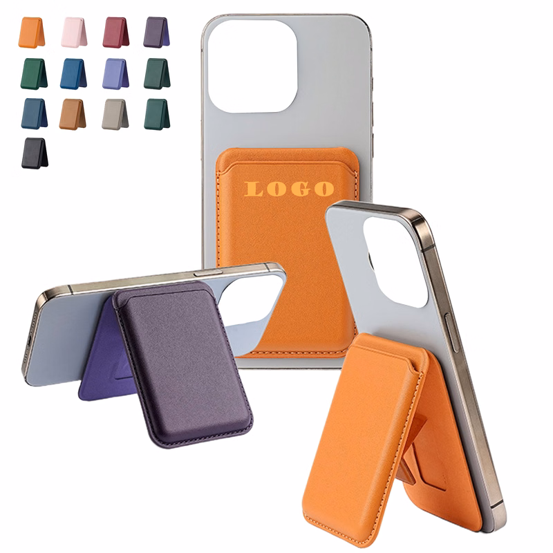 MOQ 100 Branded PU Leather Phone Card Holder