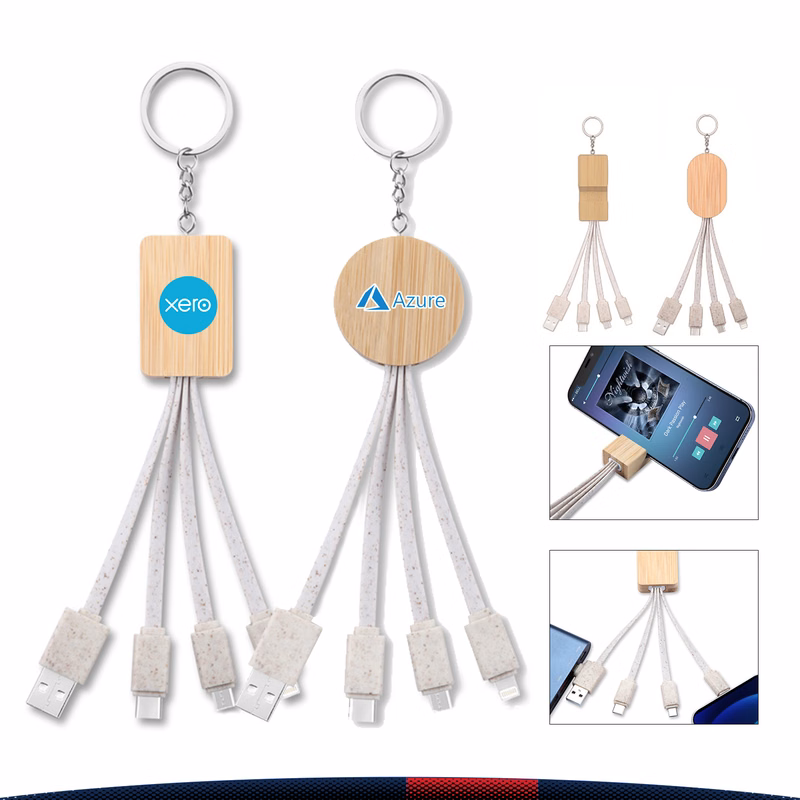 3in1 Wooden Stand Charging Cable