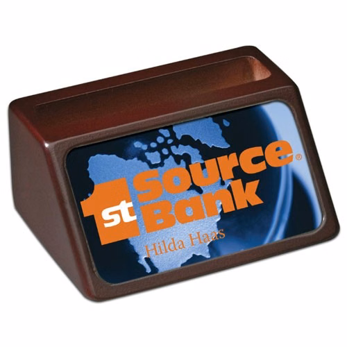 Mahogany Business Card Holder with Sublimatable Inserts