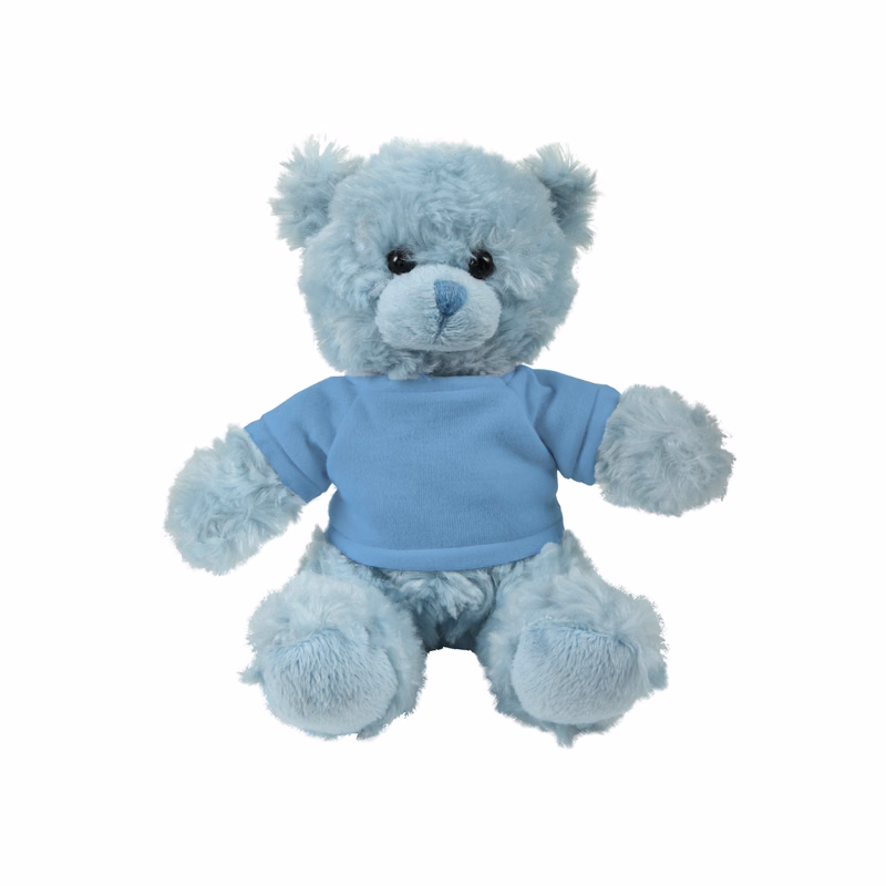 soft plush Blue Curly Sitting Bear  with t-shirt
