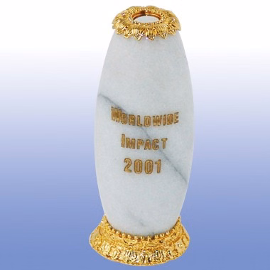 WHITE MARBLE KALEIDOSCOPE ACCENT W/ GOLD EYE PIECE