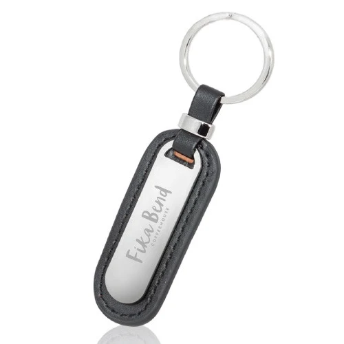Executive Metal and Faux Leather Keychain 1