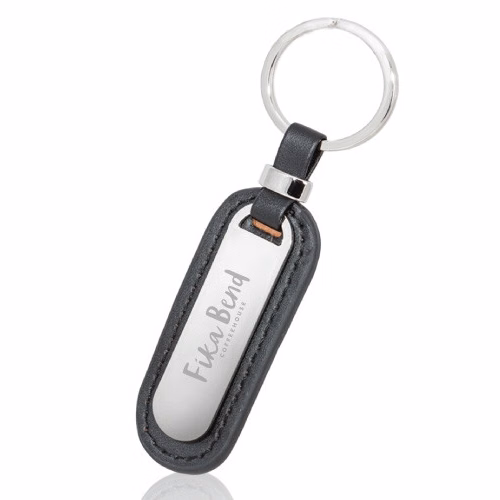 Executive Metal and Faux Leather Keychain