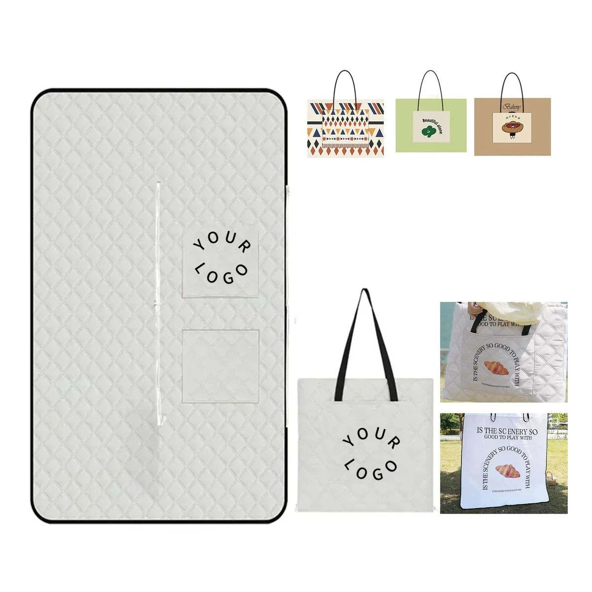 Foldable Picnic Tote with Comfortable Sitting Surface 1