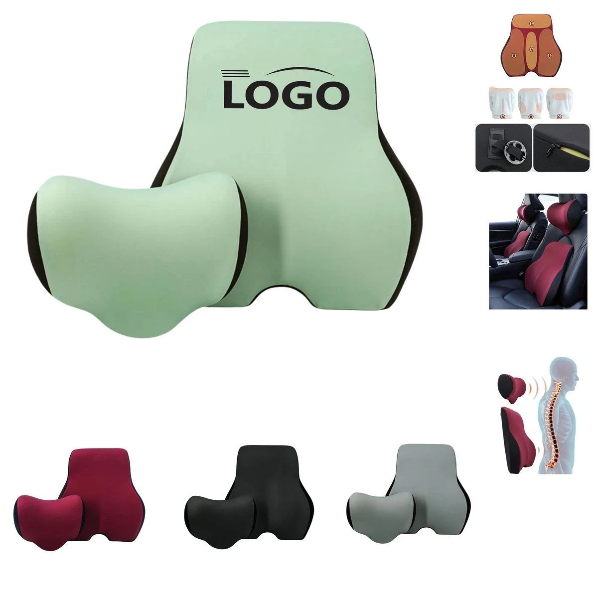 Driver's lumbar Support Memory Foam Headrest 1