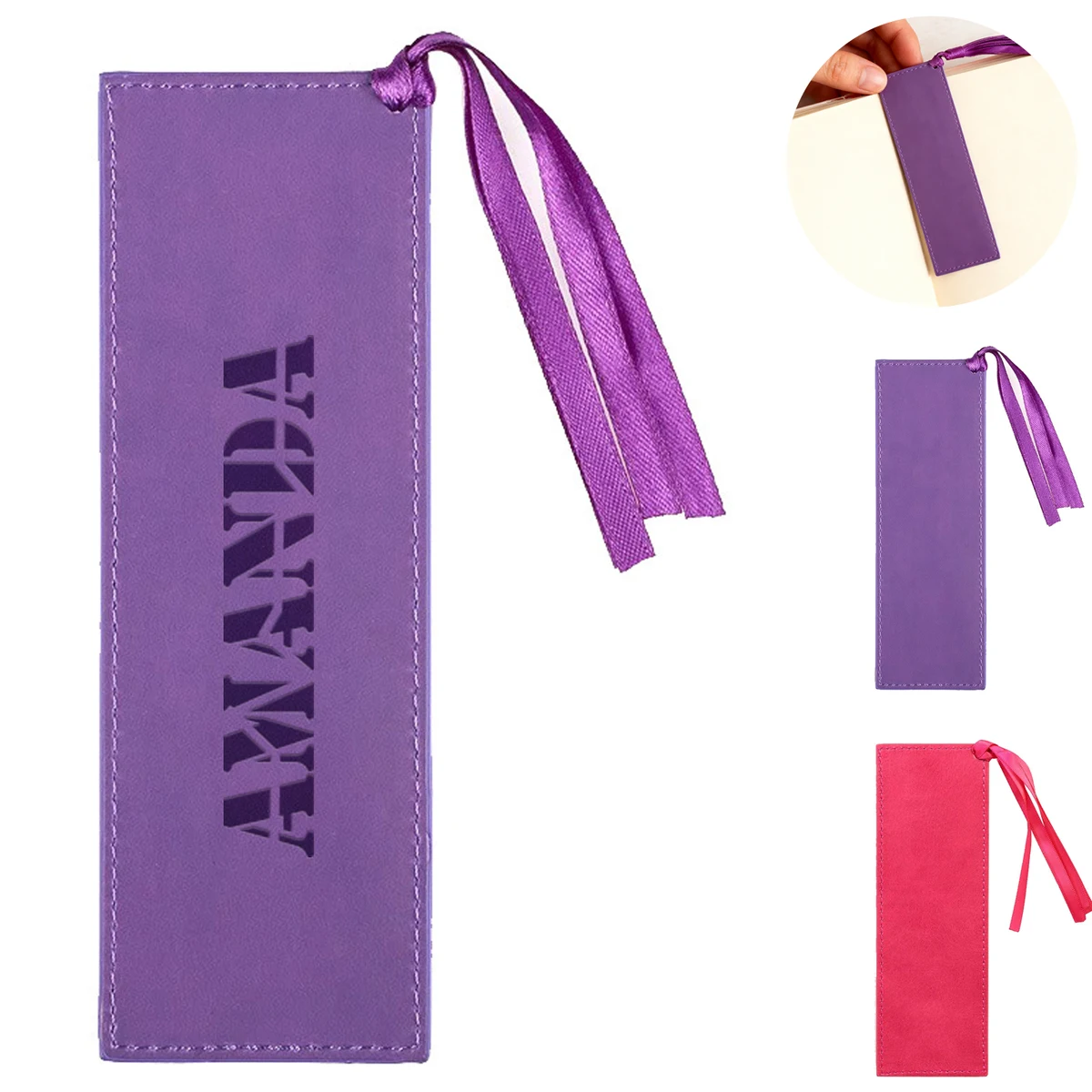 PU Leather Portable Bookmark with Ribbons 1