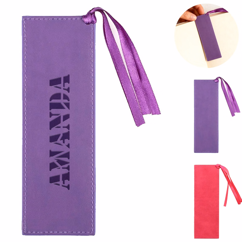 PU Leather Portable Bookmark with Ribbons