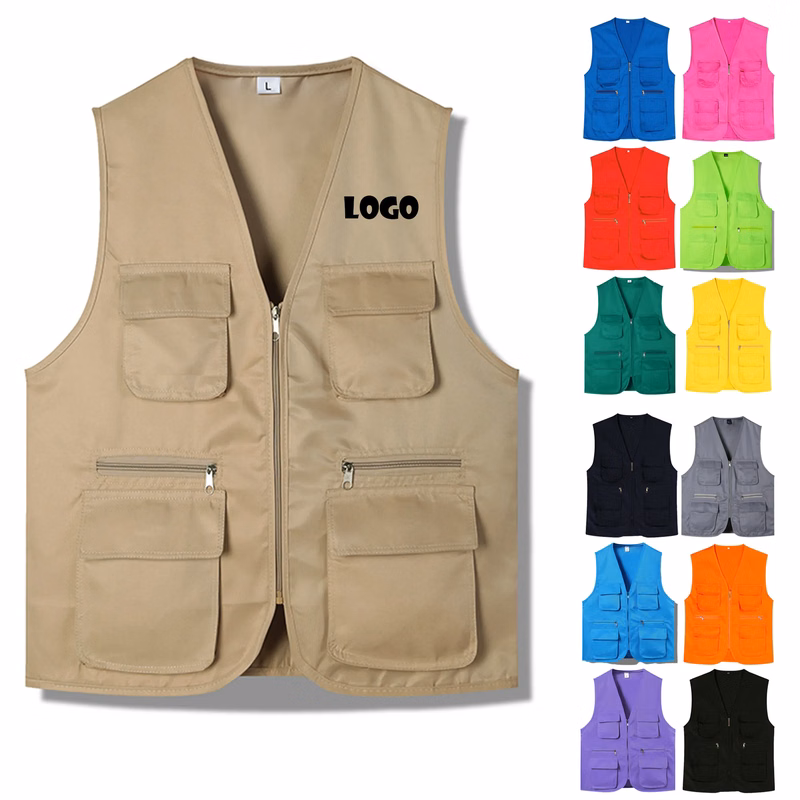 MOQ 20 Multi Pocket Volunteer Work Vest Safety Utility Event