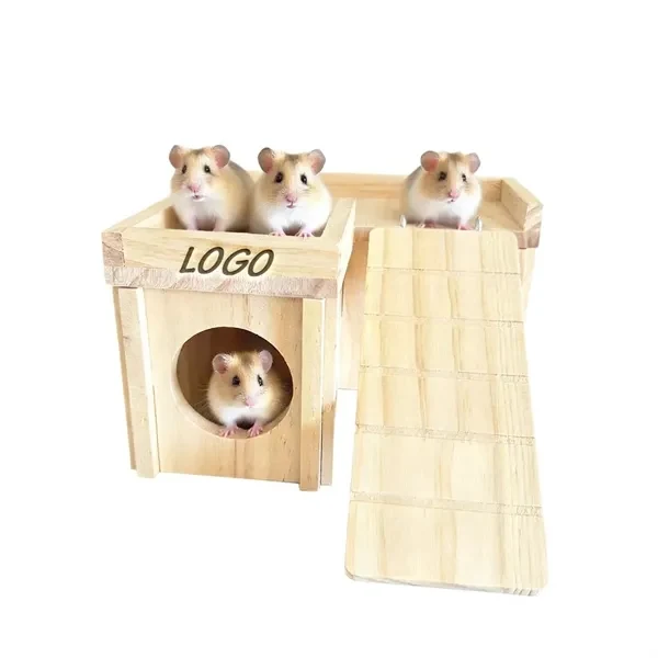 Eco Friendly Wooden Hamster Hideout with Ladder Platform for Events, Gifting and Everyday Use 1