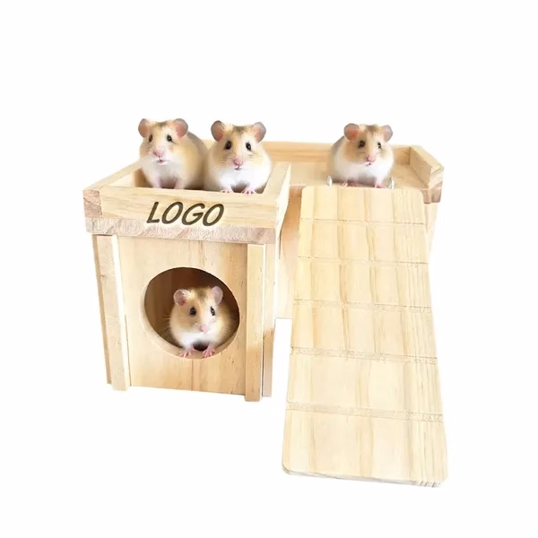 Eco Friendly Wooden Hamster Hideout with Ladder Platform for Events, Gifting and Everyday Use