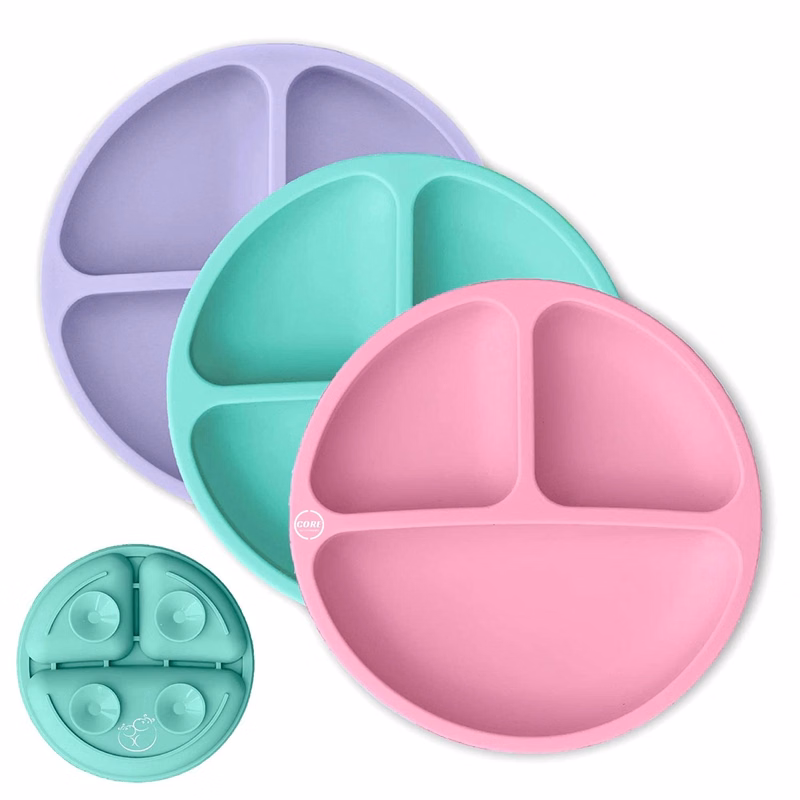100% Food-Grade Silicone Divided Plates with Suction