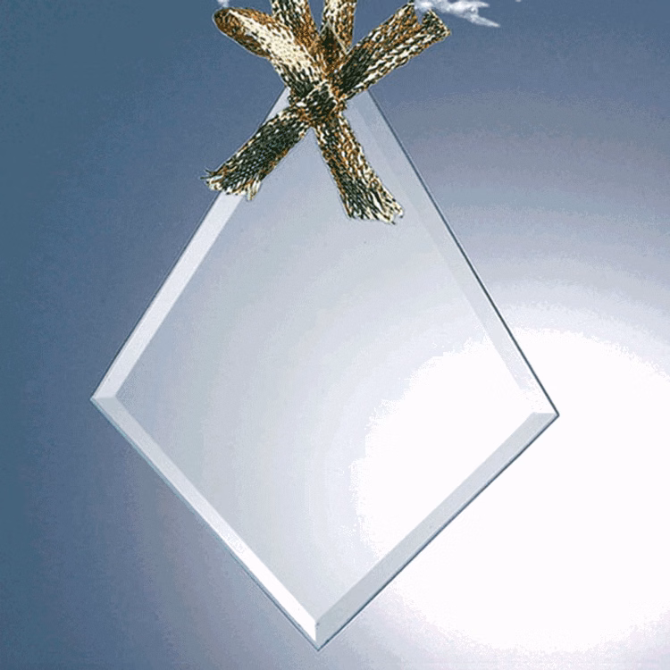 Beveled Jade Glass Ornament - Diamond