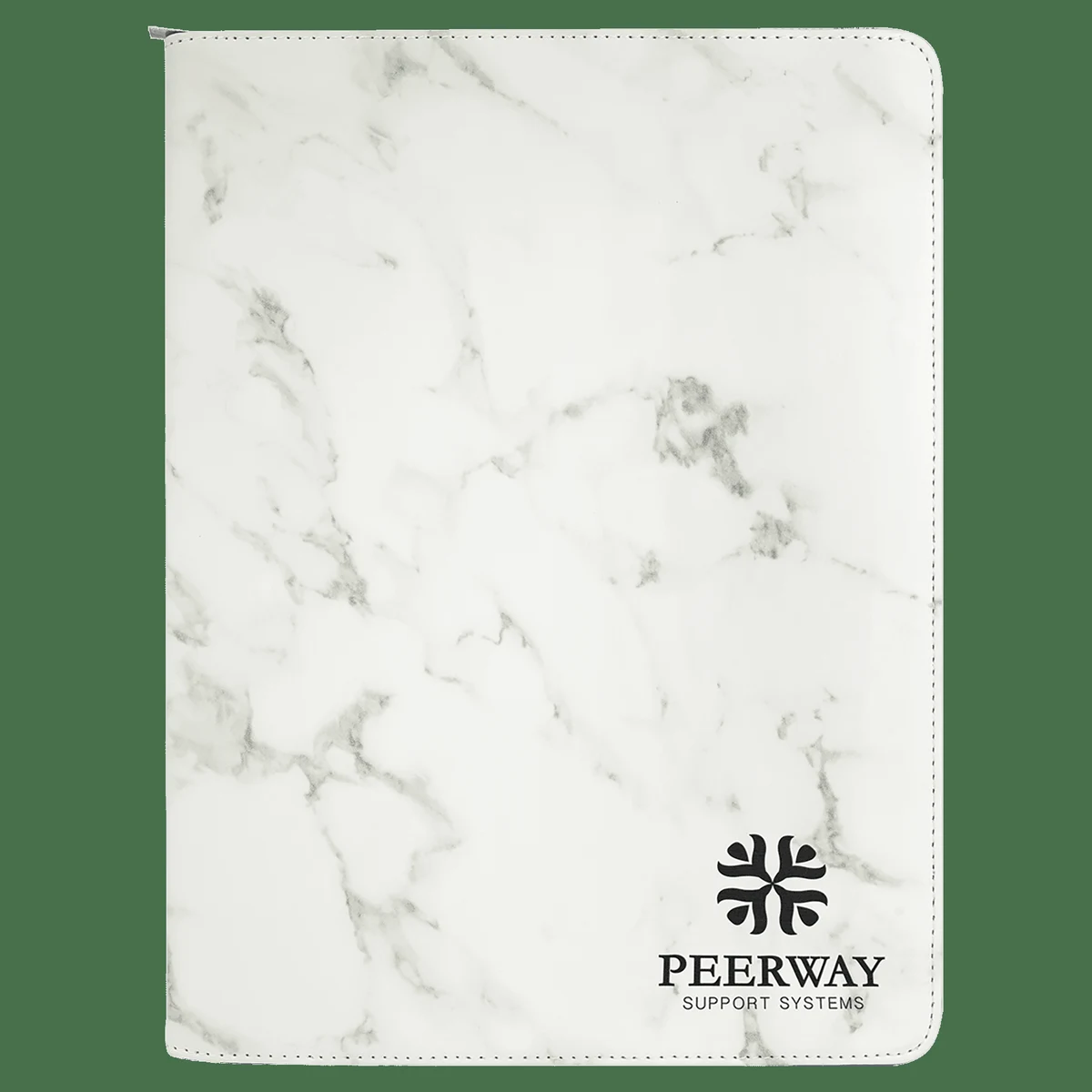 9 1/2" x 12" White Marble With Zipper Leatherette Portfolio with Notepad 1