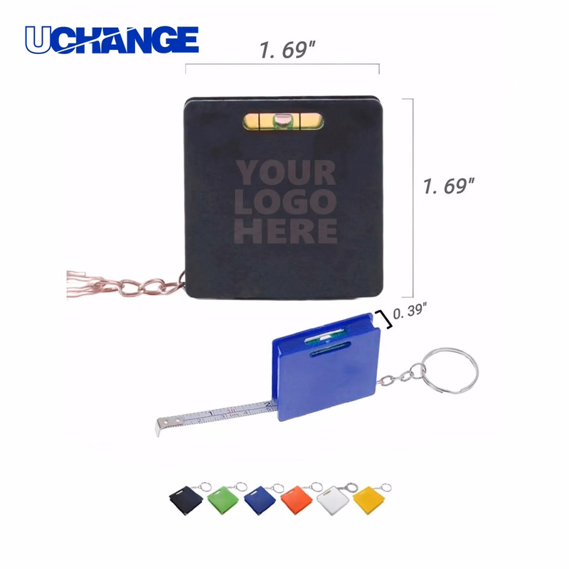 Mini Tape Measure Keychain with Level Gauge Tool