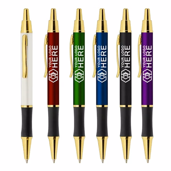 Matrix Grip Metal Pen With Gold Accent