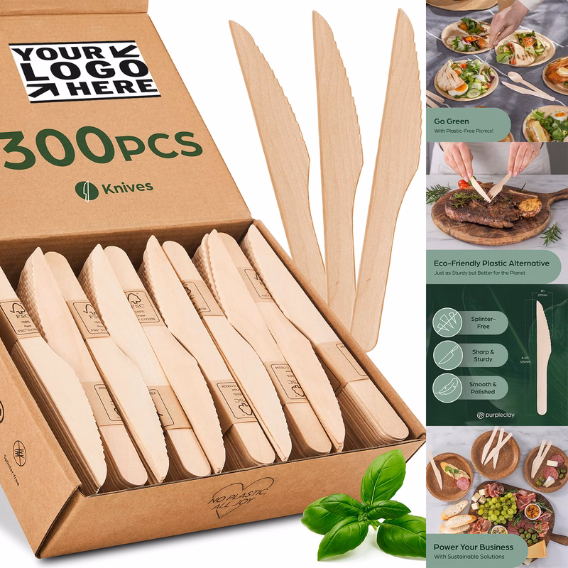 300 piece Wooden Disposable Knives