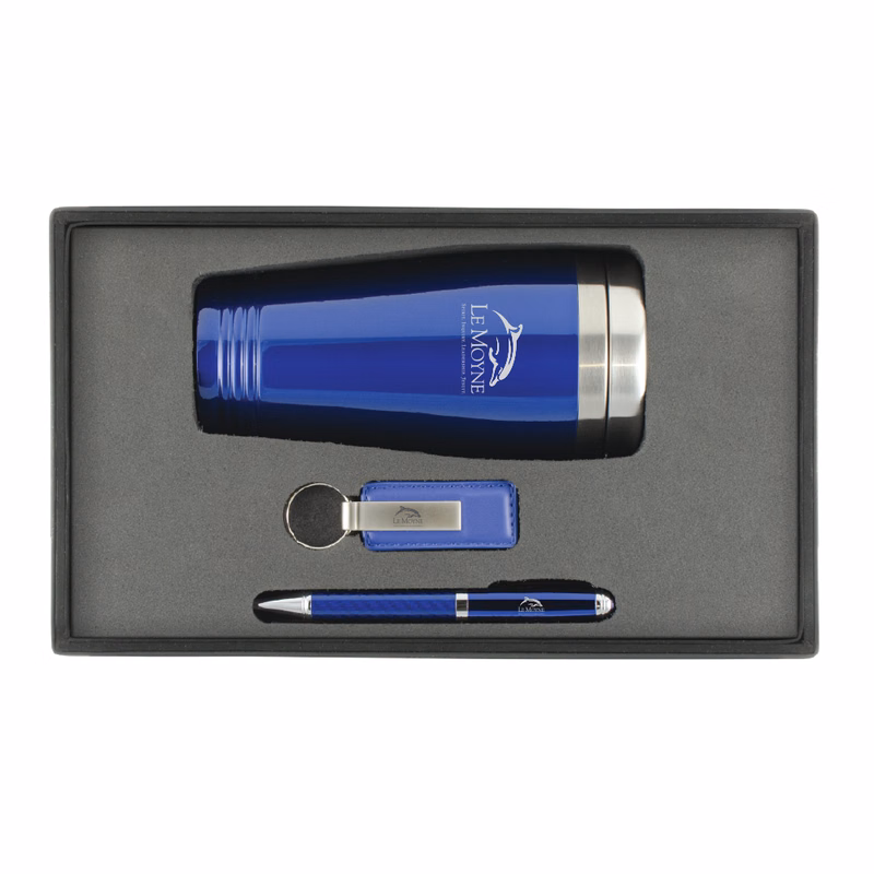 Tumbler, Leather Key Chain and Ballpoint Pen Gift Set