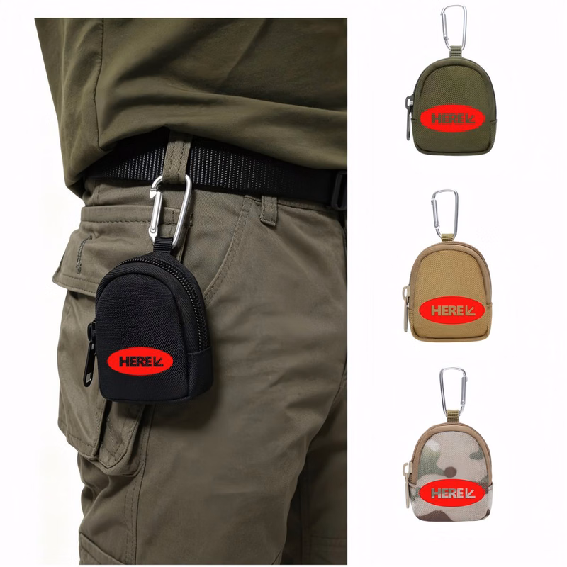 Mini Canvas Carabiner Storage Pouch For Keys Coins Earbuds