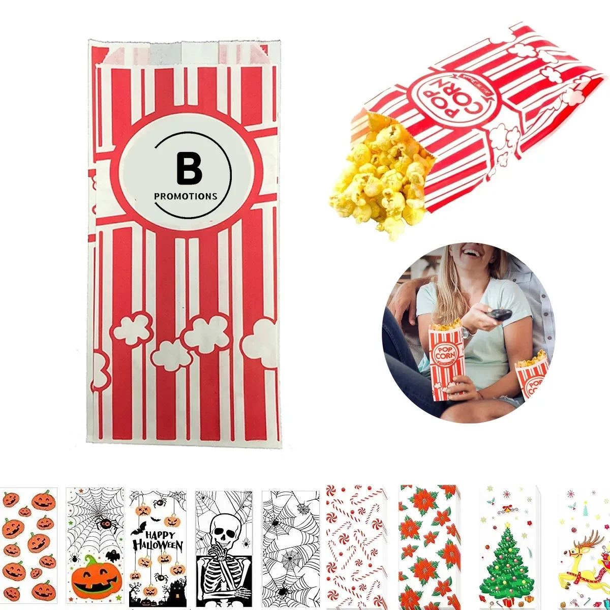 Custom Greaseproof Paper Popcorn Bags 1