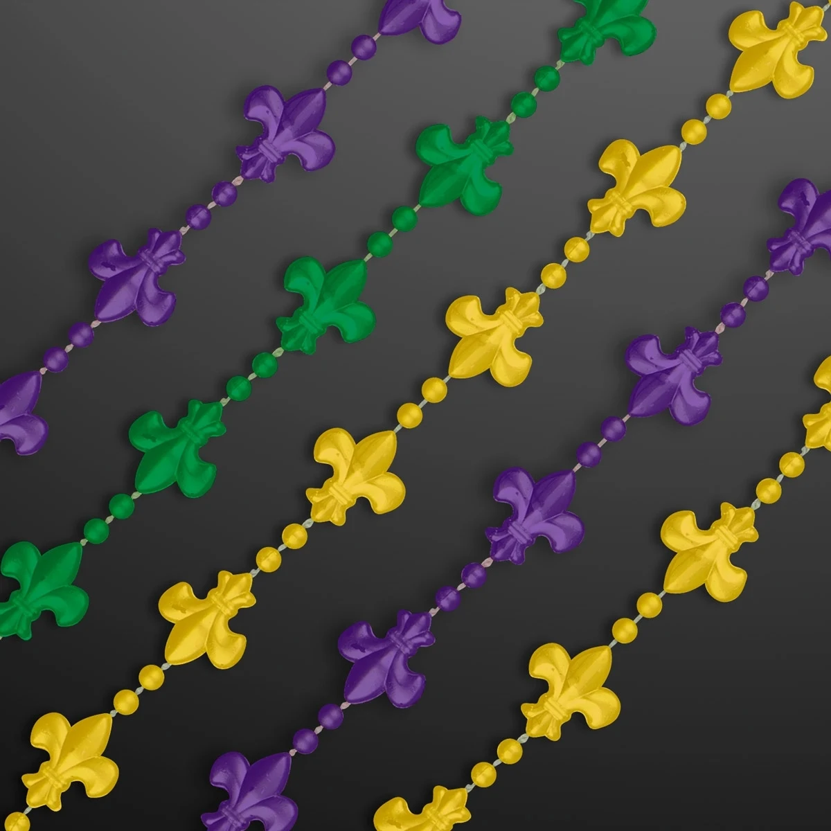 Fleur de Lis Beads for Mardi Gras (Non-Light Up) 1