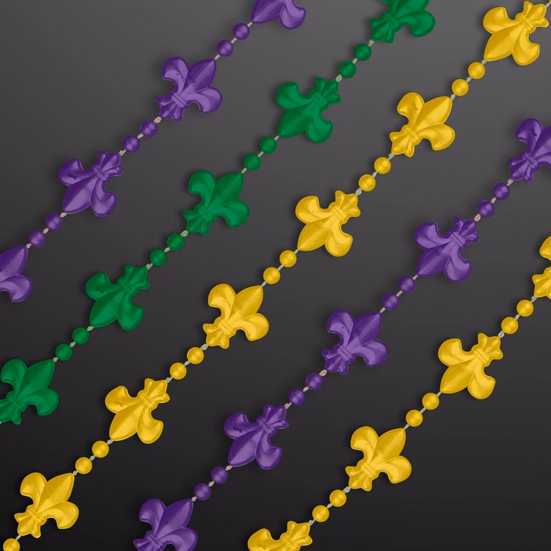 Fleur de Lis Beads for Mardi Gras (Non-Light Up)
