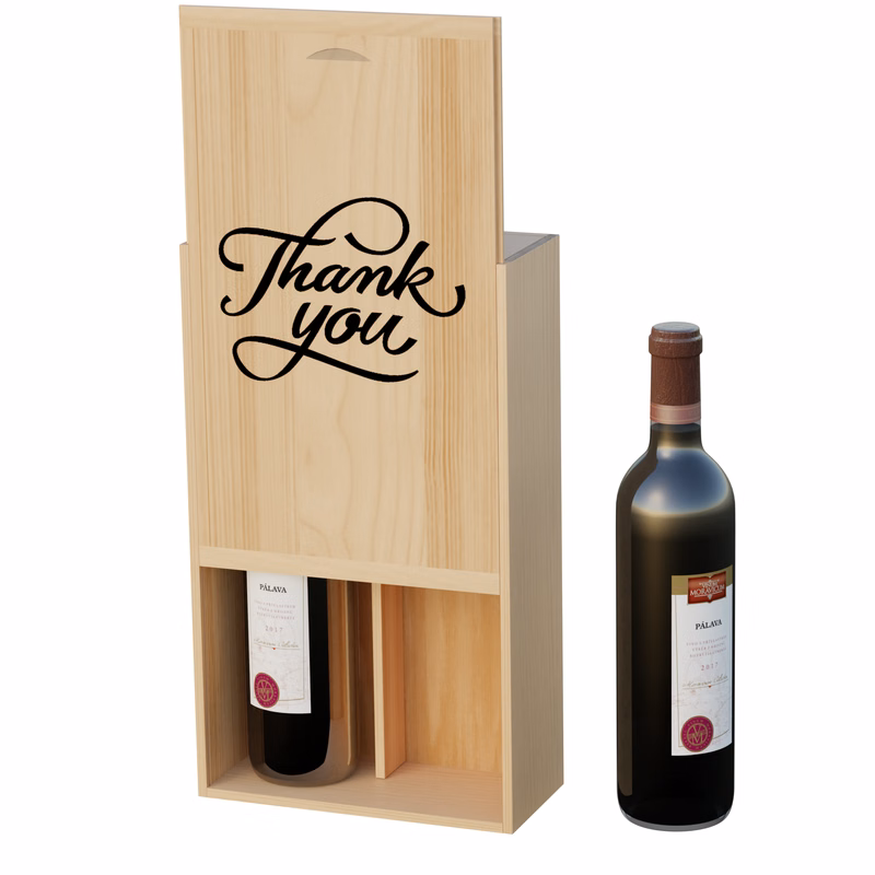 Two Bottle Wine Box with Divider & Screen Print